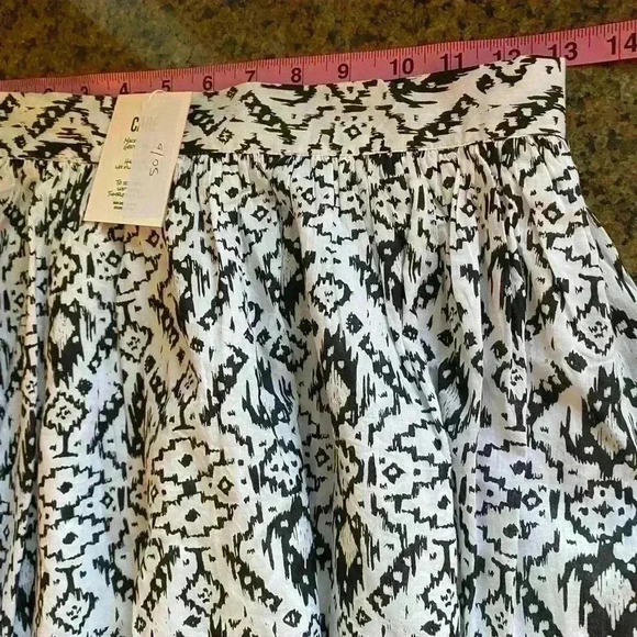 Sur‎ La Vague Womens Black White Egyptian Print Elastic Waist Celeste Mini Skirt - Picture 4 of 16